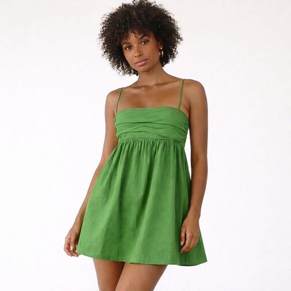 Reformation Dresses & Skirts - Reformation Caterina Babydoll Mini Dress in Green Organic cotton size 4